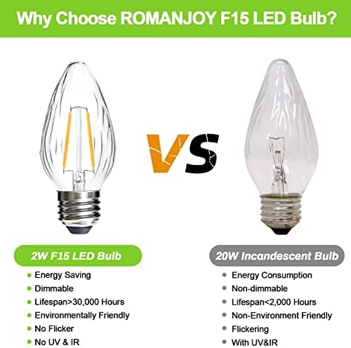 LED žarulje od 2 vata, LED žarulje za trijem, postolje srednje veličine 926, Podesiva svjetlina 2700, topli bijeli LED stup, ekvivalent