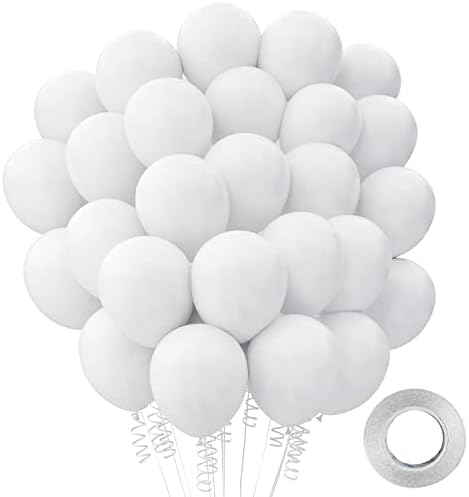 + Bijeli baloni lateks večernji Baloni - 62 pakiranja 12 - inčnih okruglih balona s helijem za vjenčanje, maturu, godišnjicu, rođendan