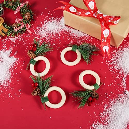 Toymis 6pcs božićni salveti prstenovi, držač prstena za salvete crveni voćni konus drveni prsten za salveti za stol za dekor božićna