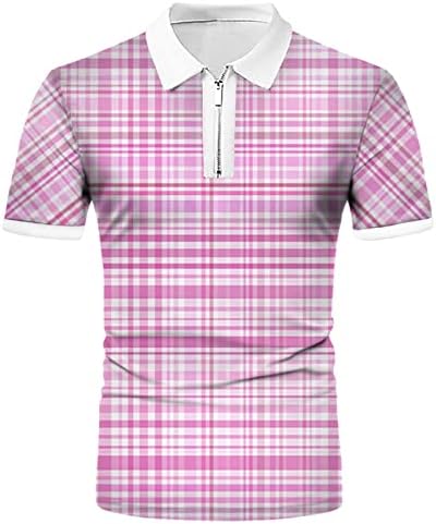 XXBR Muška klasična polo majica s kratkim rukavima 1/4 Zip up rešetkasta ležerna ljetna košulja Plead Provjerena tiskana labava golf