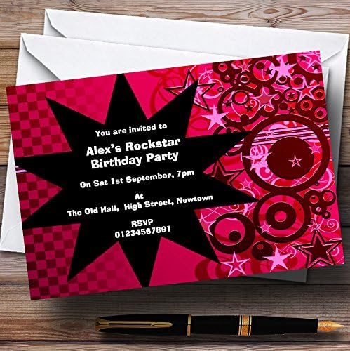 Pink Rockstar Tema Personalizirane pozivnice za rođendan