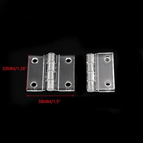 COSHAR 10PCS Akrilne sklopive šarke s rupama Odlihe plastičnih ravnih šarki s vijcima i maticama, 38x32 mm, prozirno