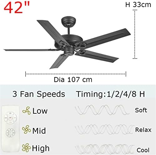 XDCHLK Električni stropni ventilator bez svjetla mesinga ili crne površinske boje brzine vjetra Podesiva vremena obrnute funkcije