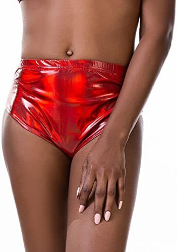 Struk crvene hlače Ženske seksi metalne kratke hlače hlače Zlatna kratka koža Visoko rave crni srebrni sjajni ples