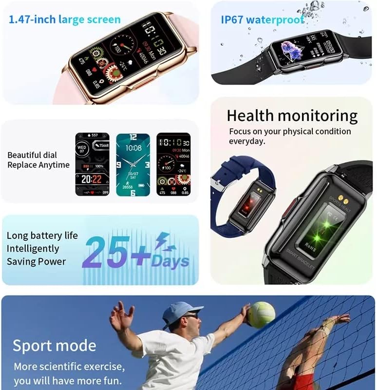 2023. Novi sportski pametni sat muškaraca 1,47-inčni puni dodirni fitness tracker IP67 Vodootporni pametni sat za Huawei Xiaomi telefon