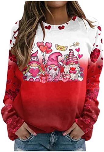 Sretno Valentinovo dukseri ženske ruže cvjetni grafički pulover vrhovi casual odjeveni košulji od tunike