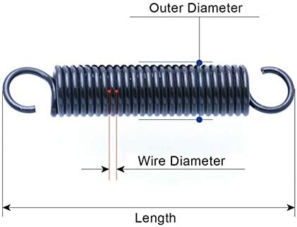 Kompresijska opruga dužina opruge od nehrđajućeg čelika 30-60 mm opruga s kukama žica dia 1,2 mm vanjski dia 10 mm čelik mali ekstenzija