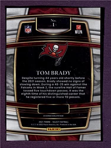 2021 Panini Select 1 Tom Brady Concourse Tampa Bay Buccaneers NFL nogometna trgovačka karta