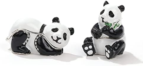 Ingbear Slatka stajalište Panda Figurine kutije za sitnice, jedinstveni poklon za Majčin dan, ručno obložena kutija za nakit, životinje
