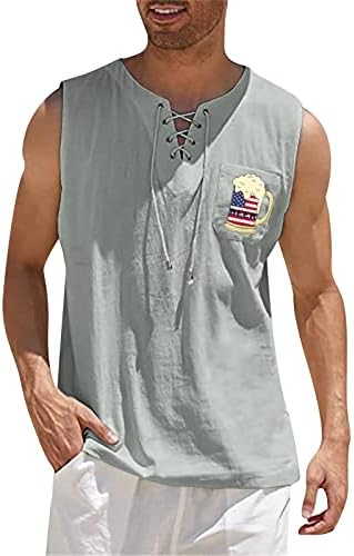 Plus veličina fit rukava bez rukava muškarci s džepovima festival bluza tanka udobna slogana vintage v vrata za večeru bluze