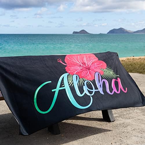 Aloha dizajnira ručnici za plažu Aloha - s naljepnicama Aloha - Microfiber brza suha plaža, kampiranje, bazen, sport, ruksak, joga,