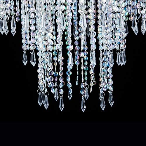 wonkenper akrilni luster 3 sloja pjenušave svjetiljke Strop Strop Svjetlo privjeska s perlima s kromiranim ukrasima okvira za vjenčanje