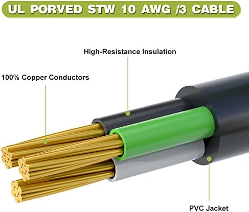 Adapter za utikač Aoweitour zavarivač, sušilica 30 Amp do zavarivača 50 amp adapter, NEMA 10-30p do NEMA 6-50R, 3 probne kabel zavarivača,