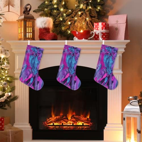 Cfpolarna ljubičasta fluidna božićna čarapa, personalizirane božićne čarape odmor za odmor ukrasi za božićni ukras Poklon 17,7 x 7,8