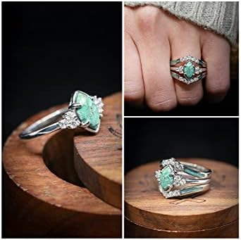 3pcs tirkizni prstenovi Ženski sterling srebrni cirkon za postavljanje prstena klasični dijamantni prstenovi poklon nakita za majke