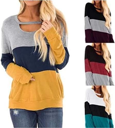 $ $ / Ženska majica s dugim rukavima u boji, ležerni vrhovi s okruglim vratom u boji, Majica s okruglim vratom