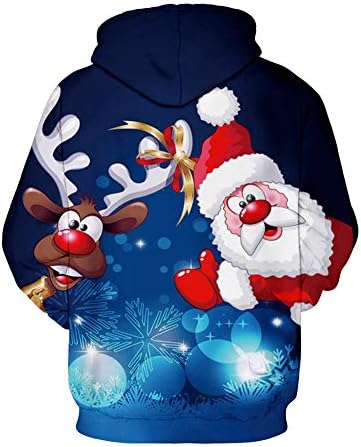 Carprinass unisex božićne kapuljače dukserice casual tiskani kangroo džepni pulover
