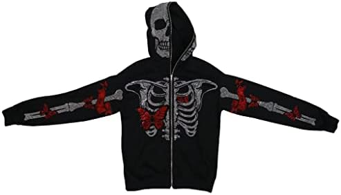 Halloween Zip Up Hoodie za žene skeletne kapuljače Preveliki labavi kaputa s kapuljačom s patentnim zatvaračem Y2K jakna