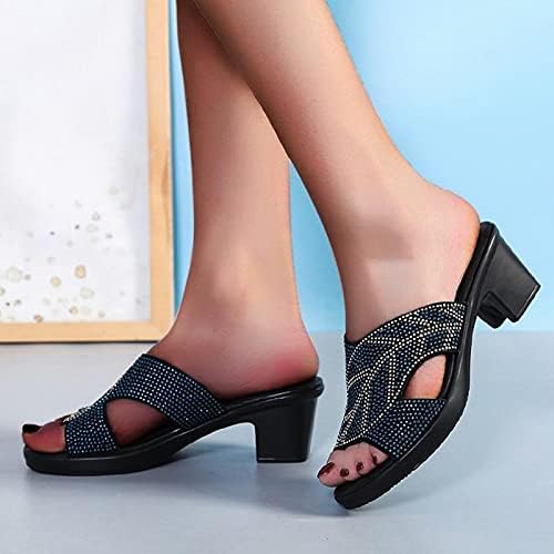 Ženske papuče pete potpeće dijamantske modne modne modne ležerne ležerne papučice cipele sandale za žene sandale platforme