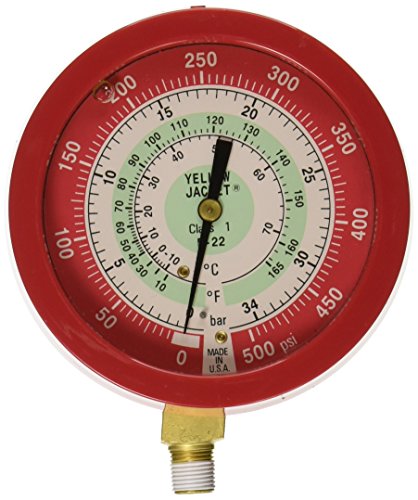 Žuta jakna 49511 3-1/2 mjerač ispunjenog tekućinom, crveni tlak, 0-500 psi, R-22