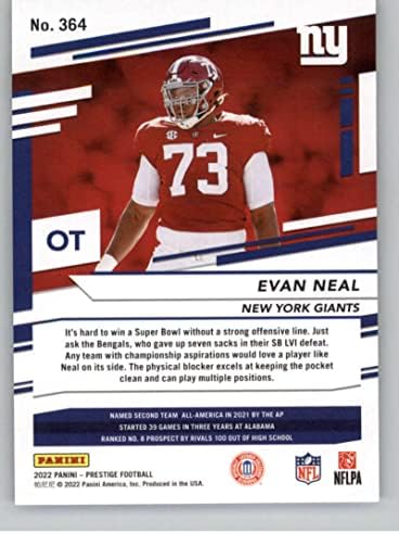 2022. PANINI PRESTIGE 364 Evan Neal RC Rookie New York Giants NFL nogometna trgovačka karta