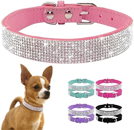 Hotlion Shiny Rhinestone Cat Dog Collar Mekana od antilop kristala dijamantni ogrlica za kućne ljubimce Podesivi ovratnik za štene