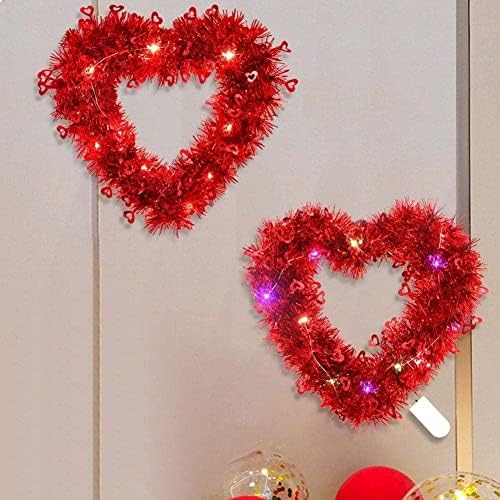 2023. Dekoracija Valentina Dan blistavog vijenca u obliku crvenog srca vodio je vijenac sretni vjenčani ukrasi Dan Valentinova privjesci