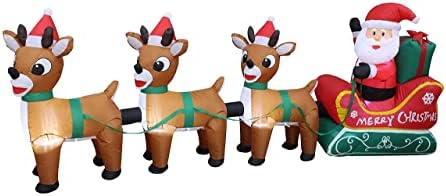 Dva paket za ukrase za božićne zabave, uključuje 8 stopa dugačak Djed Mraz dugačak 8 stopa na saonicama i tri jelena, a 9 stopa dugačak