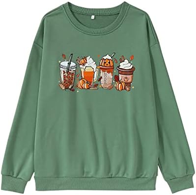 CM C & M WODRO Žene Halloween košulja od bundeve kave Dugi rukavi Slatki koš za koš Posada casual pulover Top Fall odjeća