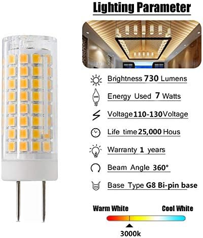 ZXLN G8 led žarulje promjenjive svjetline 7 W Topla bijela 3000 Do 75 W Zamjena za halogene G8 двухконтактная osnovna lampa T4 JCD