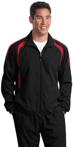 Sport-Tek Colorblock Raglan jakna, crno/istinsko crveno, xx-veliko
