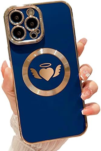 Mgqiling kompatibilan s iPhoneom 12 Pro Max Magnetskom kućištem-6,7 inča, s krilima, srcem, anđeoskom uzorkom luksuznog pljuska za