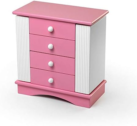 Glazbena kutija-balerina za djevojčice oslikana u ružičastoj i bijeloj boji-u rasponu od UI &UI. - Mnogo pjesama koje možete izabrati