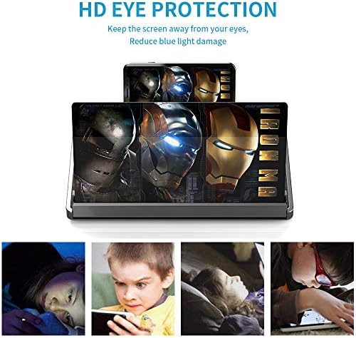 NewSeego 12 inča Telefon 3D HD Postumalica zaslona, ​​filmovi Video pojačalo sa sklopivim stajalicom držača, zaštita očiju protiv plavog