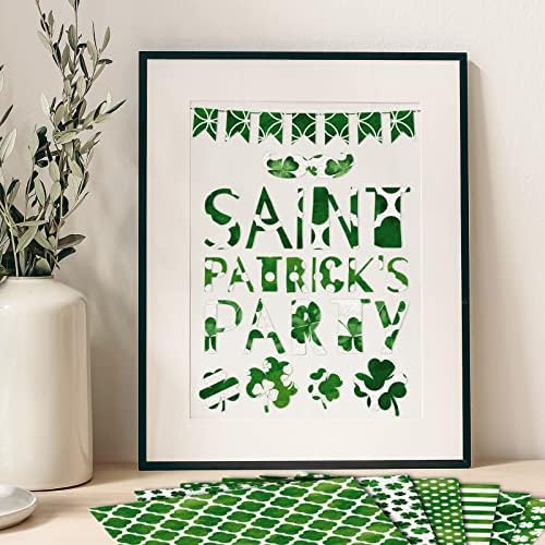 WHILINE 12 DIZAJNSKI PAKET St. Patrick's Day Pack Pack 24 Sheet Green Shamrock Stripe Clover Dot Scrapbook Paper Papir dvostrani ukrasni