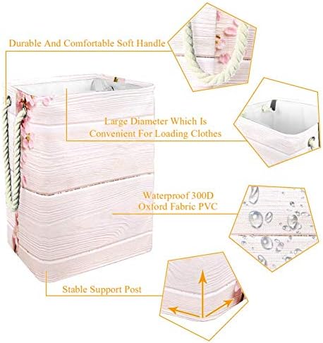 Neobični ružičasti cvjetovi na bijelom drvenom PVC-U od 300 paukova Vodootporna košara za odjeću velika košara za rublje za deke za