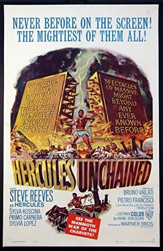 Hercules Unchained Steve Reeves Bodybuilder Peplum 1960 Original One List 27x41 Filmski poster na platnu