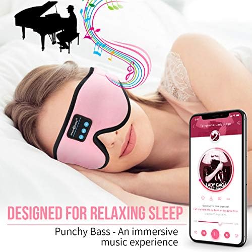 Musicozy Sleep slušalice 3d Bluetooth 5.2 Bežična maska ​​za spavanje, Slušalice za spavanje glazbena maska ​​za oči za oči za bočne