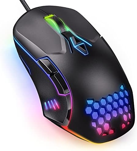 Gizori igraći miš sa 7 programabilnih gumba, miš s Chroma RGB pozadinskim osvjetljenjem, 6400 DPI podesivi računalni miš, USB ožičeni
