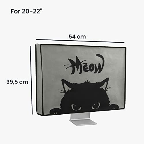 KWMobile Computer Monitor poklopac kompatibilan s monitorom od 20-22 - Meow Cat Grey/Black