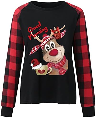 4ZHUZI Slatki božićni džemper za žene smiješne životinjske jelene tisak košulje dugih rukava jeseni novitet Xmas Crewneck Twishirts