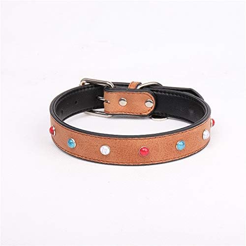 Axgo mekana podesiva kožna ogrlica za pse s rhinestoneom za malog ili srednjeg psa, m 2 x 40cm