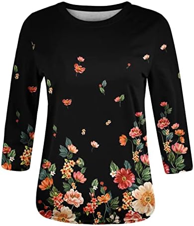 Ženski proljetni vrhovi modni print okrugli vrat lagano ležerno majice od sedam rukava Top Lightweight 2023 tunika bluza