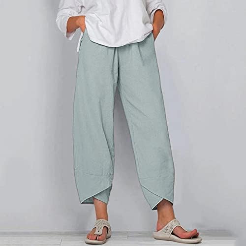 Capri hlače za žene odjevene, ženske joge vintage print elastični salon za struk labave kapris