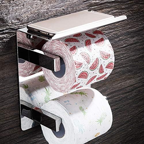 Držač za toaletni papir za toaletni papir od nehrđajućeg čelika zidni dvoo sloj za rollat ​​papir stalak za mobilni telefon papirnati