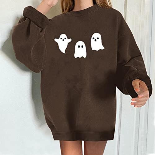 Fzylqy ženska predimenzionirana trenirka Halloween sablasni print pulover moda Slatka jesen zimski skakač vrhovi udobna labava bluza