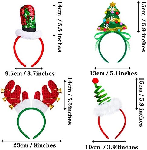 Aneco 6 pakiranje kreativni božićni traci vilenjaka za glavu za glavu božićno drvce šeširi jeleni kostim za glava za božićni poklon
