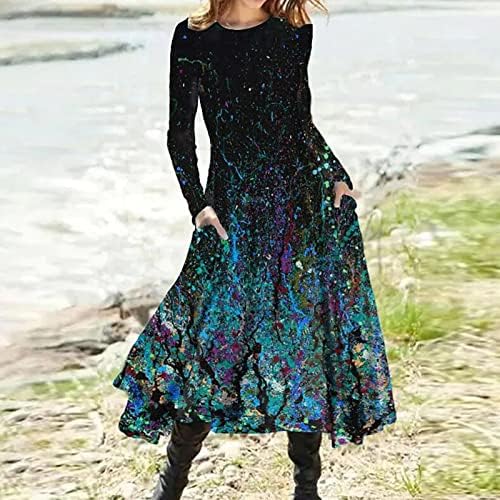 Nokmopo haljine za žene 2022 Ženska jesen i zima ležerna tanka haljina od vunene tkanine od čvrste boje dugih rukava