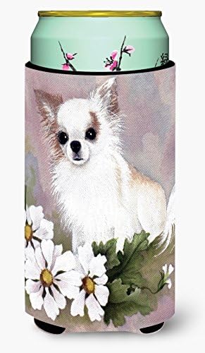 Caroline's Treasures MH1019TBC Chihuahua Bijeli cvjetovi Visok dječački Hugger, Can Cooler Shoove Hucger Stroj za pranje pića za pranje