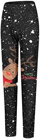 Nongjxcr ženske božićne gamaše visoke struke hlače za vježbanje Djeda Mraza Claus snježna pahuljica tiskane tajice za nogu teretana